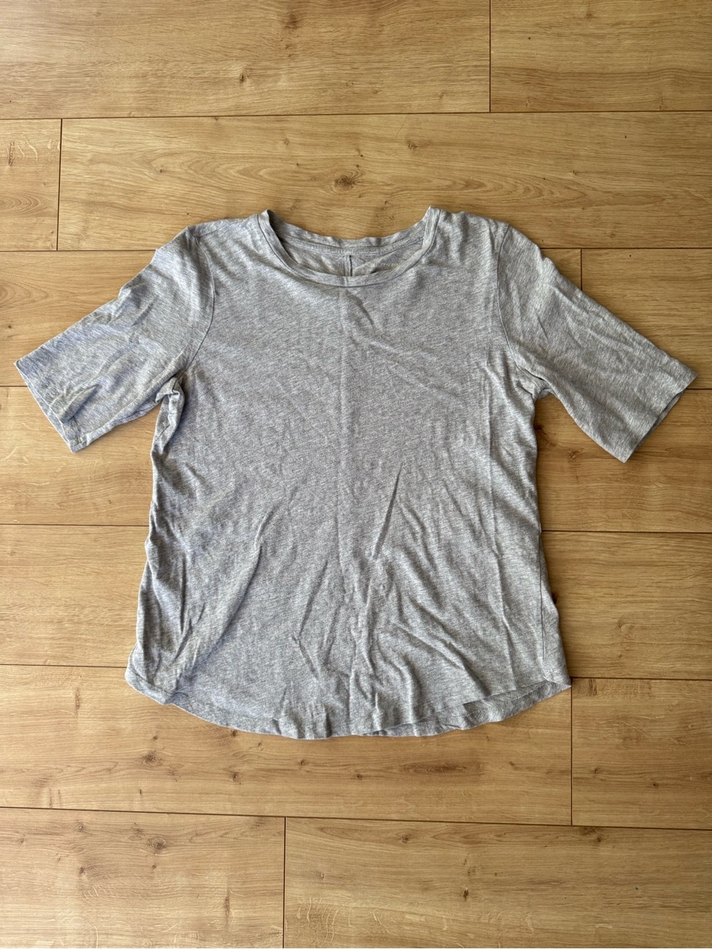 Eileen Fisher Gray Organic Cotton Crew Neck Tee Relaxed Minimalist Casual Basic